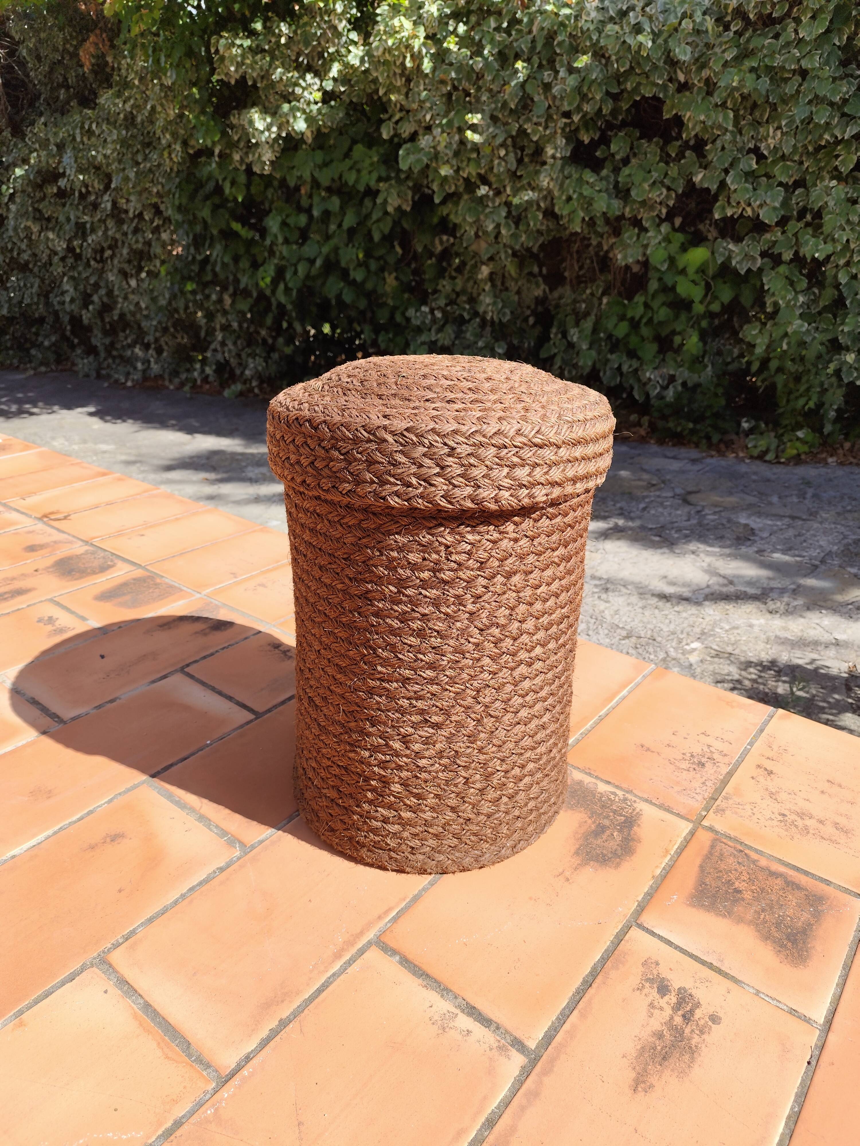 Vintage rope cylindrical basket
