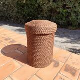 Vintage rope cylindrical basket