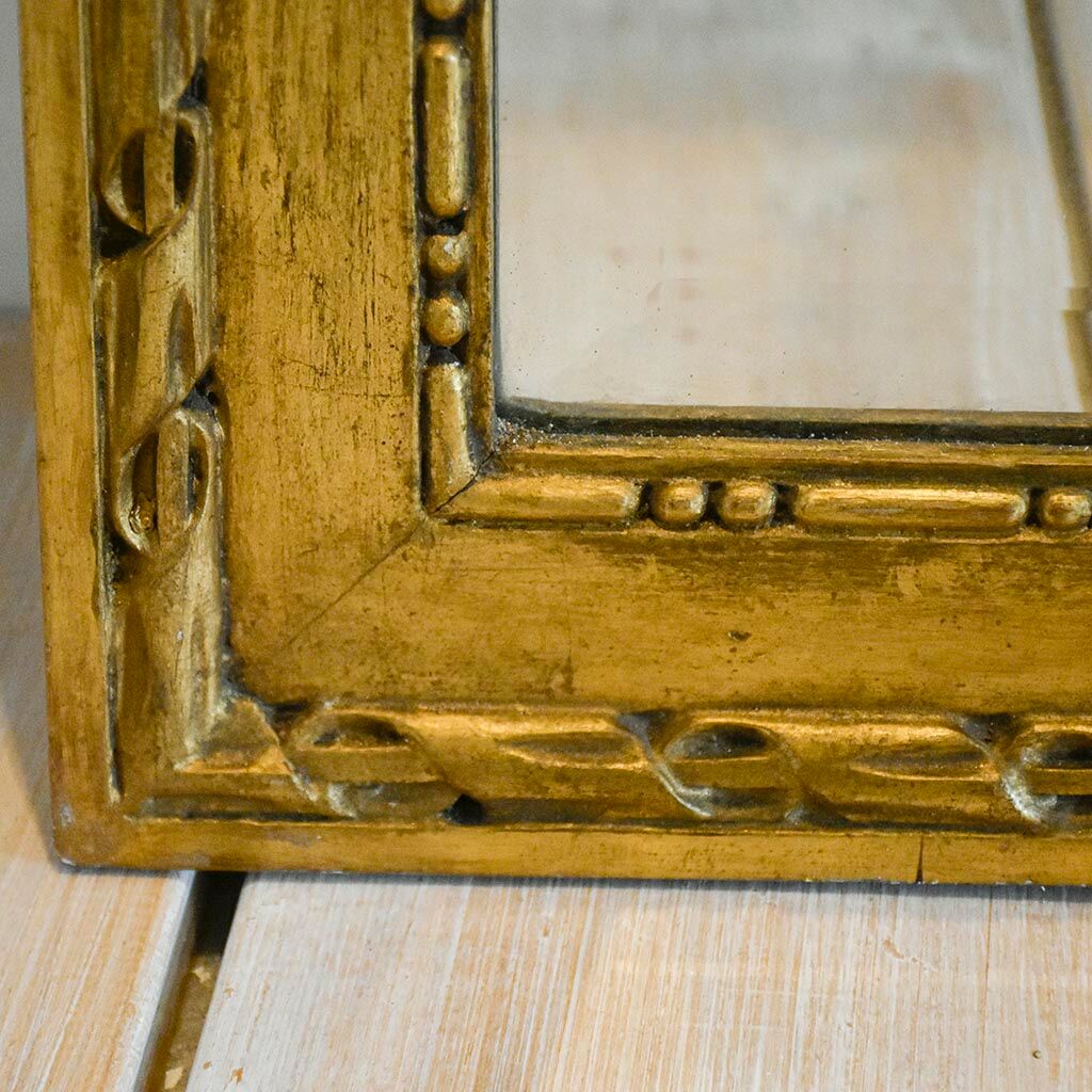 Mirror trumeau old golden wood carved pediment floral romantic painting h 135 cm