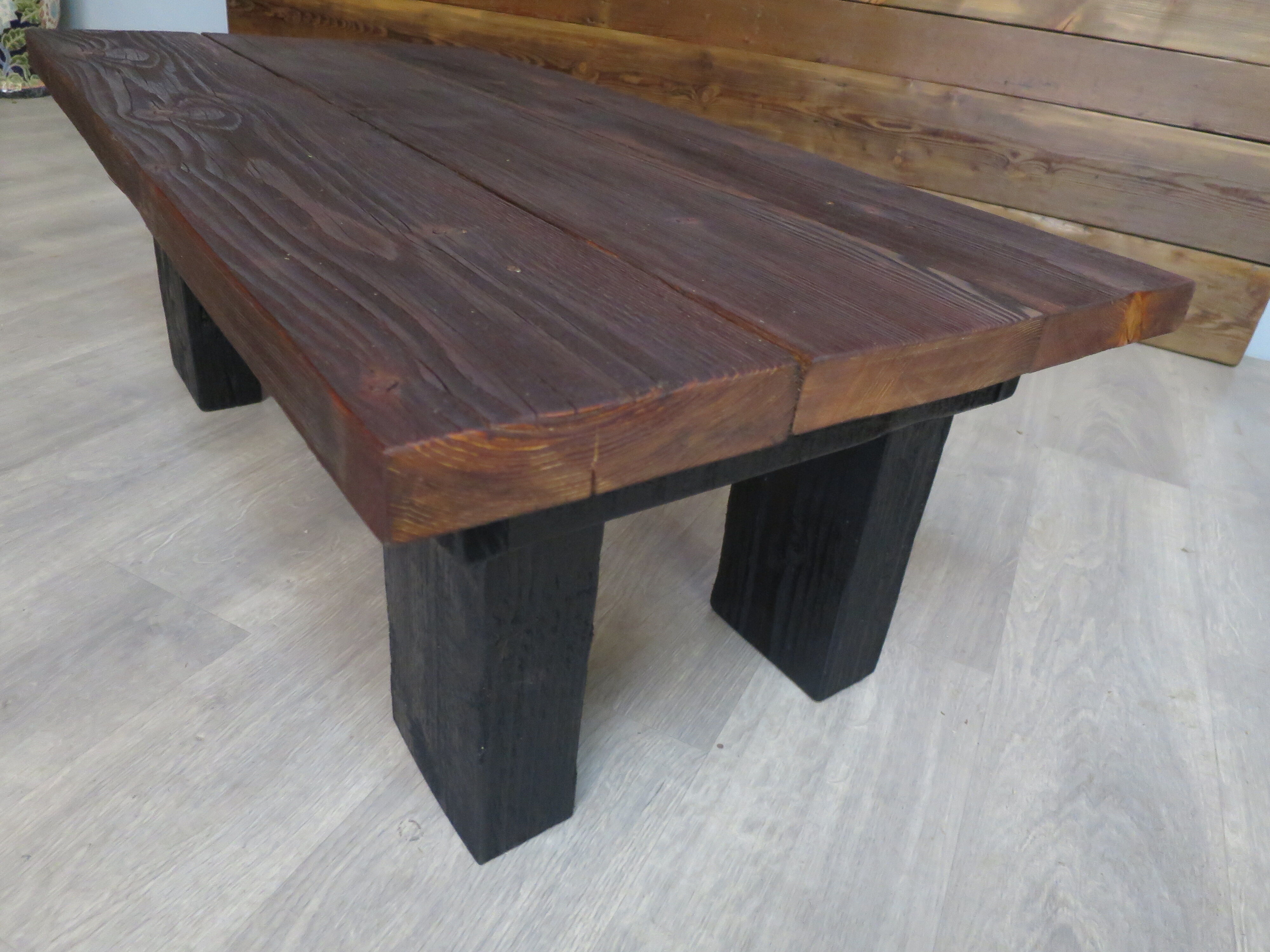 Dark solid wood farmhouse table