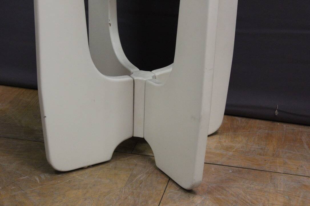 Pedestal Table In White Lacquered Wood And Marble Circa 1970