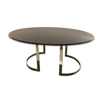 Marble and chromed metal table attributed to Vittorio Introini