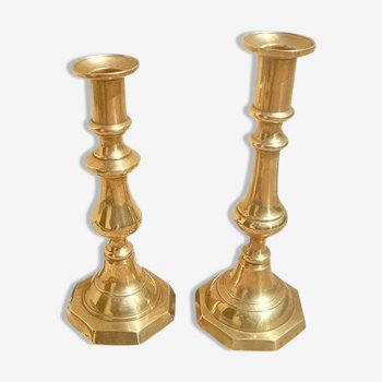 brass candle holders, vintage