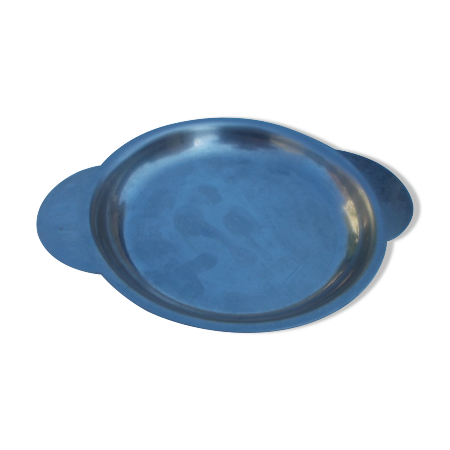 Round earthenware plate in stainless steel