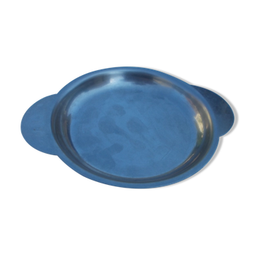 Round earthenware plate in stainless steel