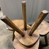 Set of 4 brutalist stools solid wood countryside