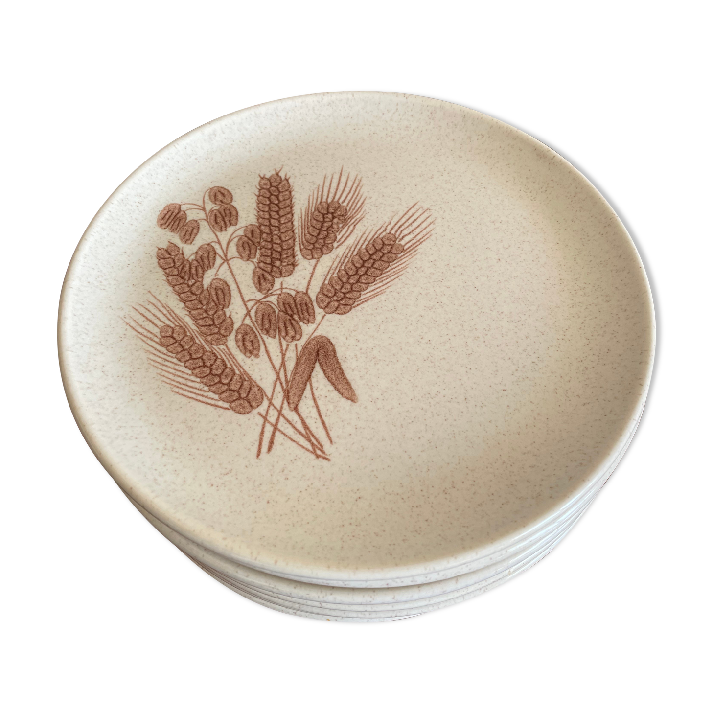 9 dessert plates decorated with Sarreguemine wheat