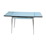 Blue formica table extensions and 2 drawers