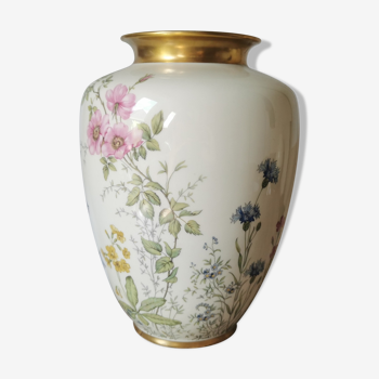 Vase porcelaine fleurs Wiesengrund und Bergeshöh'n