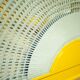 Yellow lacquered wooden bed with Vienna straw, 1980s