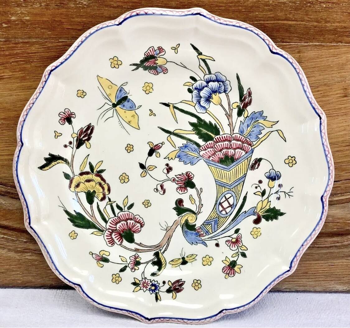 5 Gien dessert plates cornucopia decor 1960 1971