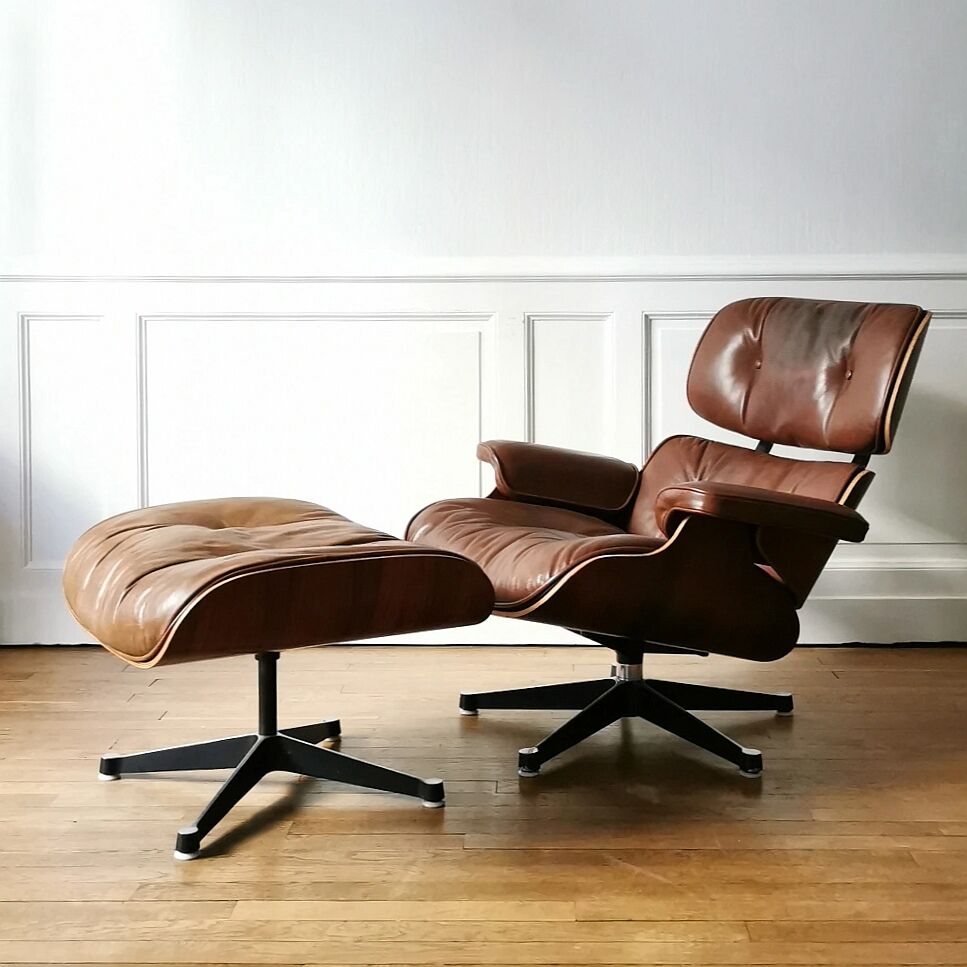 Rosewood lounge chair ensemble, Charles and Ray Eames, 1970