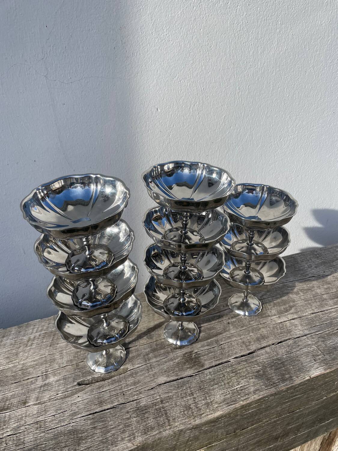 11 stainless steel cups / bowls 1970