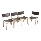 4 Italian black leather chairs from the 80s