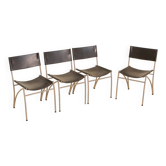 4 Italian black leather chairs from the 80s