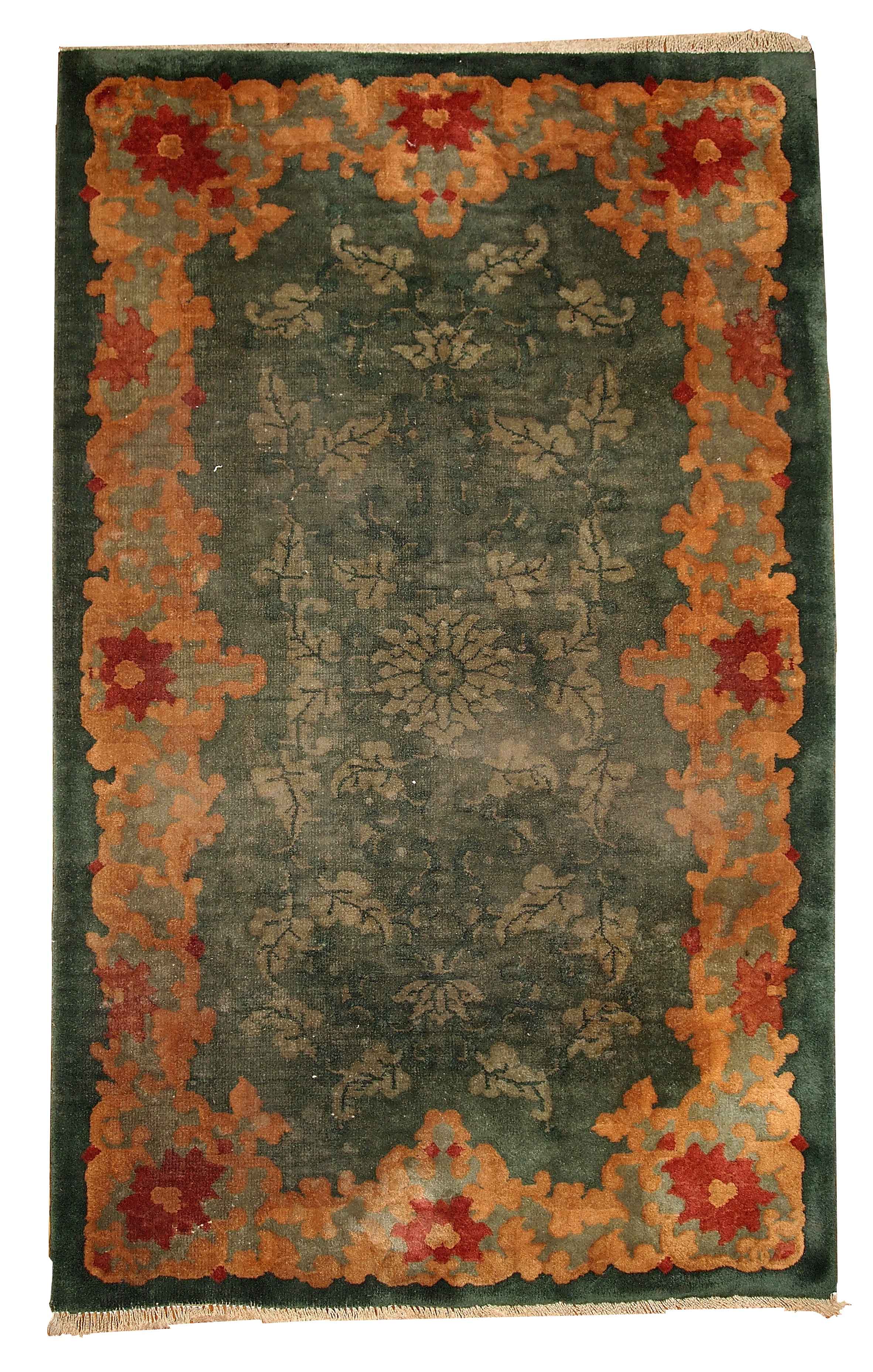 Ancient Chinese carpet Art Deco handmade 121cm x 183cm 1920s