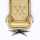 Vintage Finnish Leather Swivel Lounge Chair with Adjustable Recline, 1970s