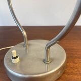 Small metal foot lamp, two-tone pleated lampshade, 1960