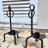 Vintage brutalist steel candle holder