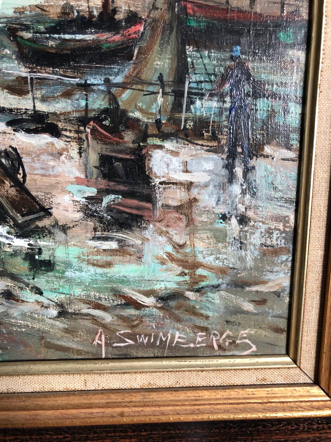 Oil painting port of Honfleur