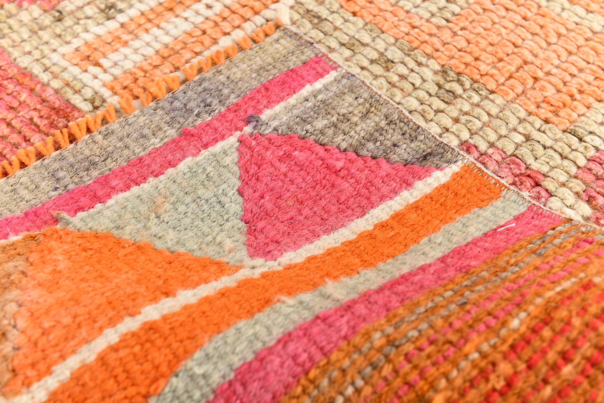 3x11 Tile Red Turkish Runner, Handmade Wool Runner Rug, 96x337Cm