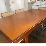 Large teak dining room table with hidden extensions - 6 to 10 people - Johannes Andersen for Uldum Mobelfabrik (Denmark) - 1960 (160 to 226cm)