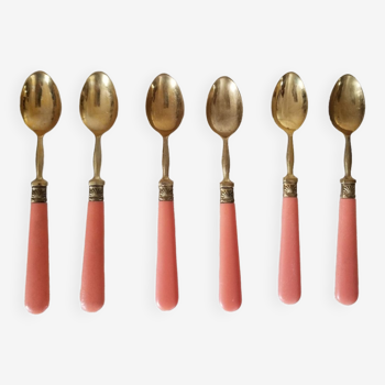 6 teaspoons coral and golden