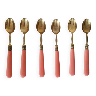 6 teaspoons coral and golden