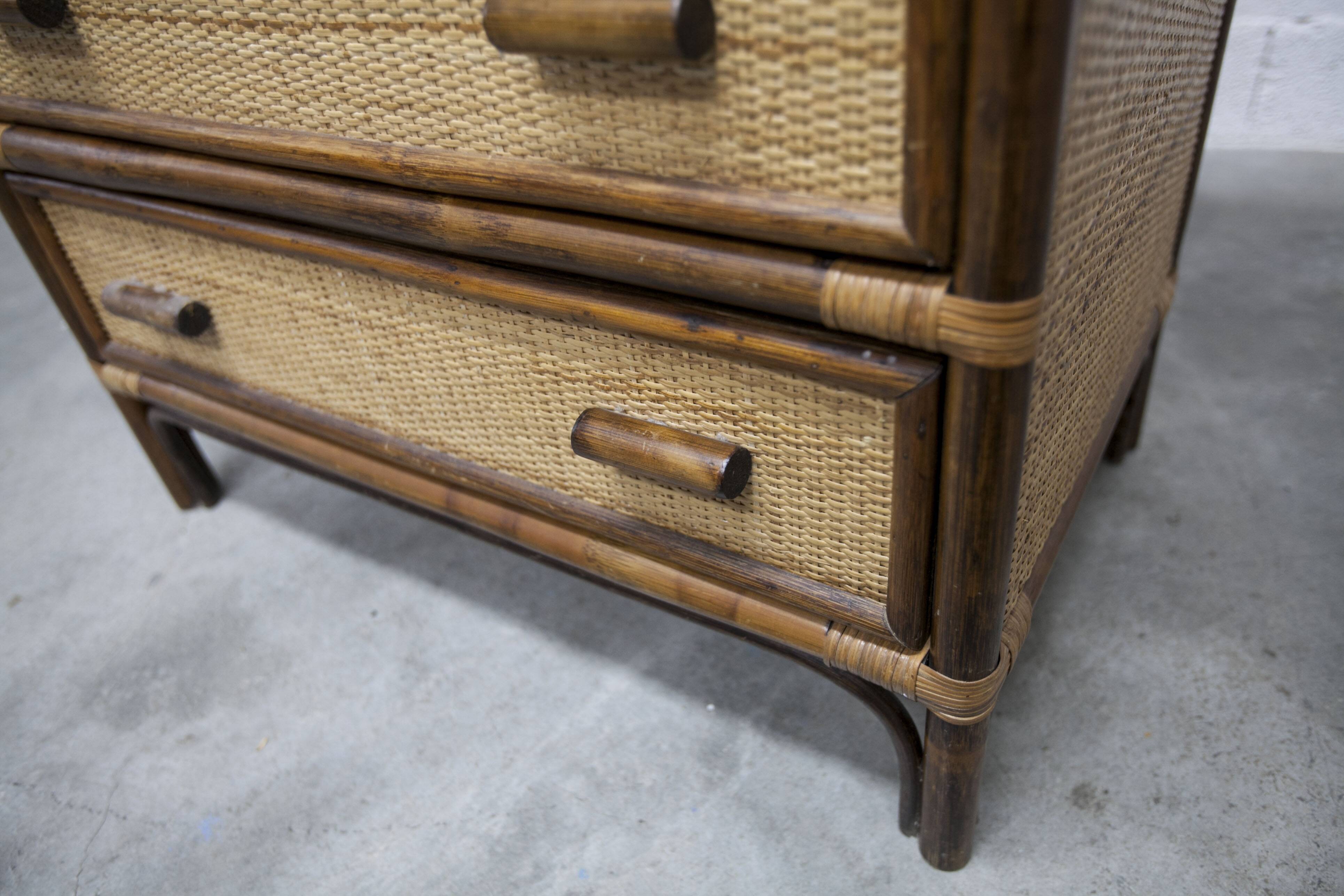 Rattan chest of drawers with 3 drawers