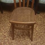 Chaise bistrot en bois et cannage