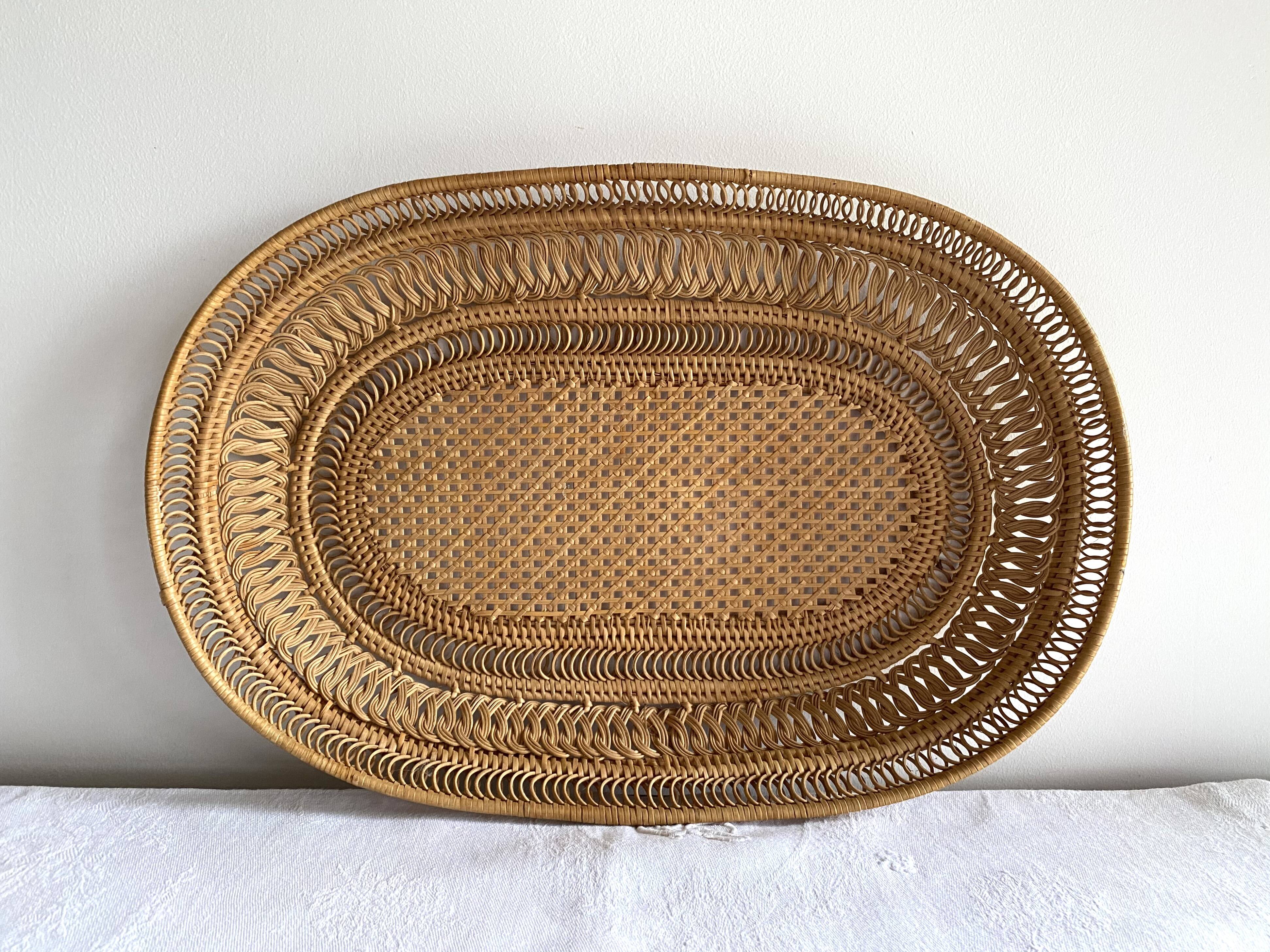 Vintage basket in woven rattan