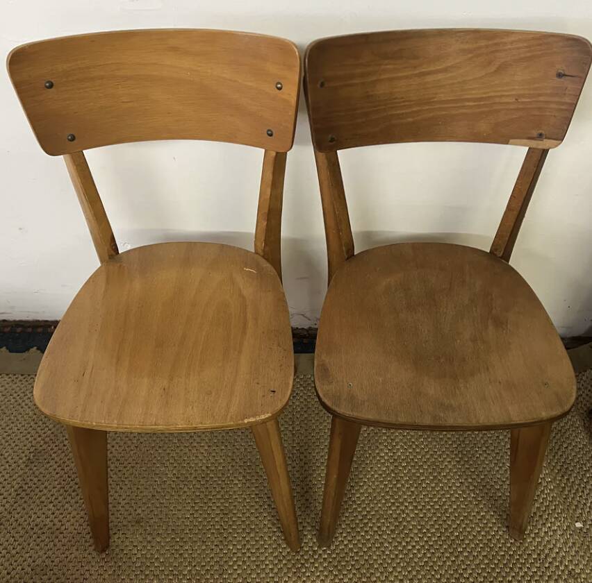Vintage wooden table and 4 chairs set