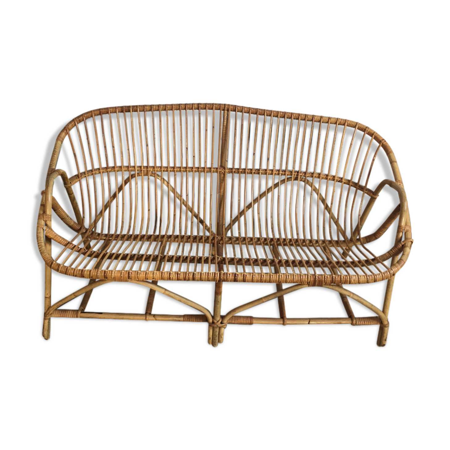 Sofa bench vintage rattan