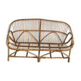 Sofa bench vintage rattan
