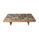 Table basse vintage Maison Regain en céramique et orme 1970