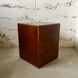 Cube stool in vintage wood, circa 1980