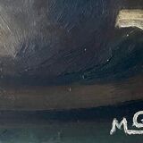 C.1920 french still life of fruit oil painting