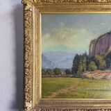 Ernest Victor Hareux (1847-1909) Oil on canvas painting Mountain landscape