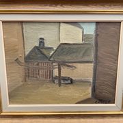 Modernism Mid-20th century Oil Painting Cityscape  by Thage Carlson 1960s