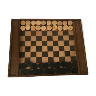 Old wooden checkers game