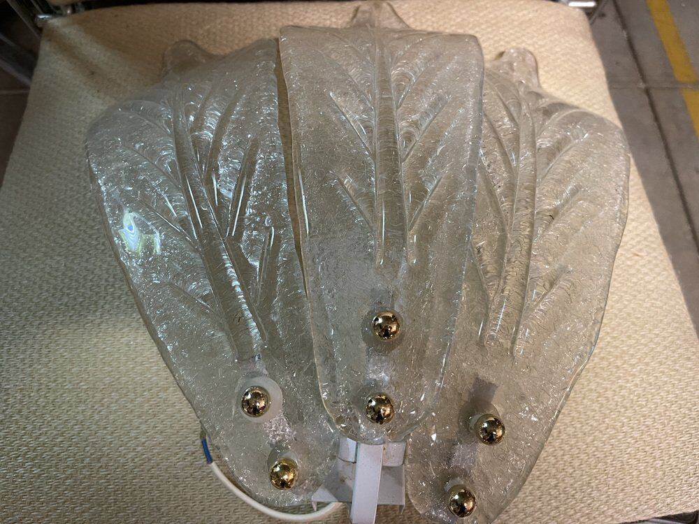 Murano glass leaf sconces, set of 2