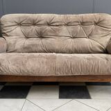Brazillian 2 seat sofa in suede and Jatoba wood