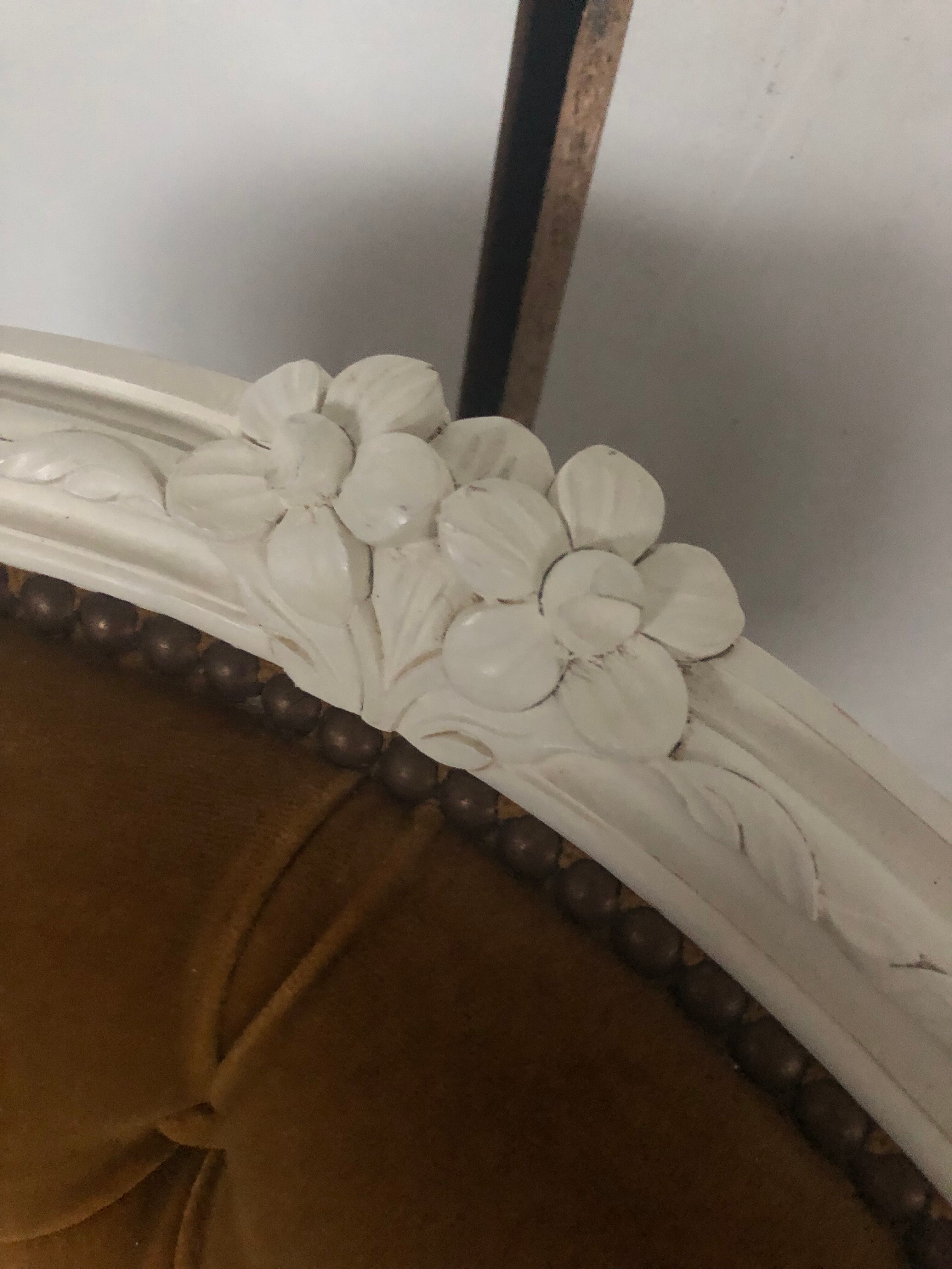 2 mustard yellow Louis XV convertible armchairs