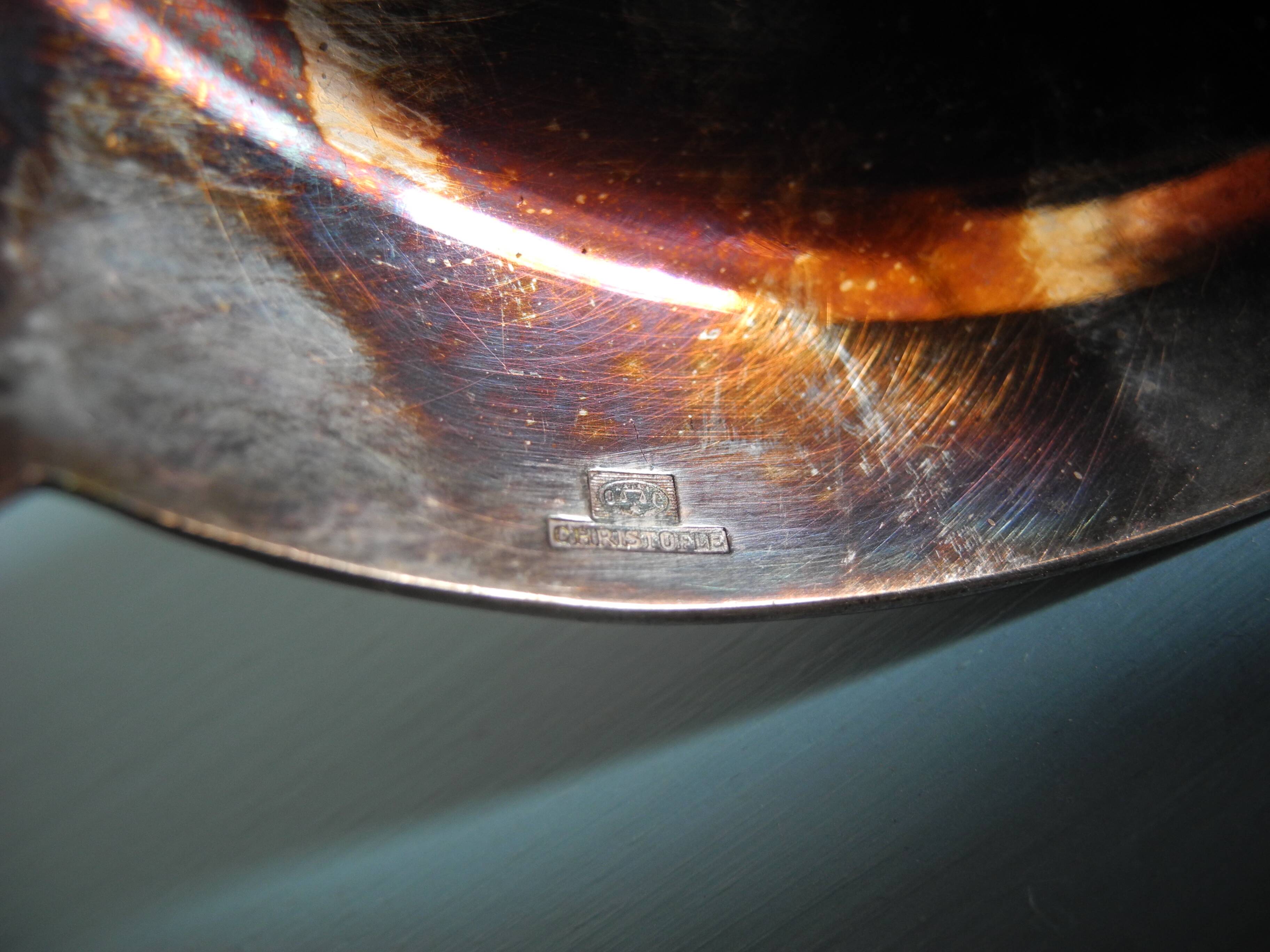 Old silver metal ladle Christofle art table vintage silver metal lad