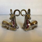 Paire de petits serre livres mouflons zoomorphe