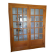 Double porte bois chene petits carreaux
