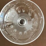 Lot of 9 champagne glasses in cut crystal engraved 1930