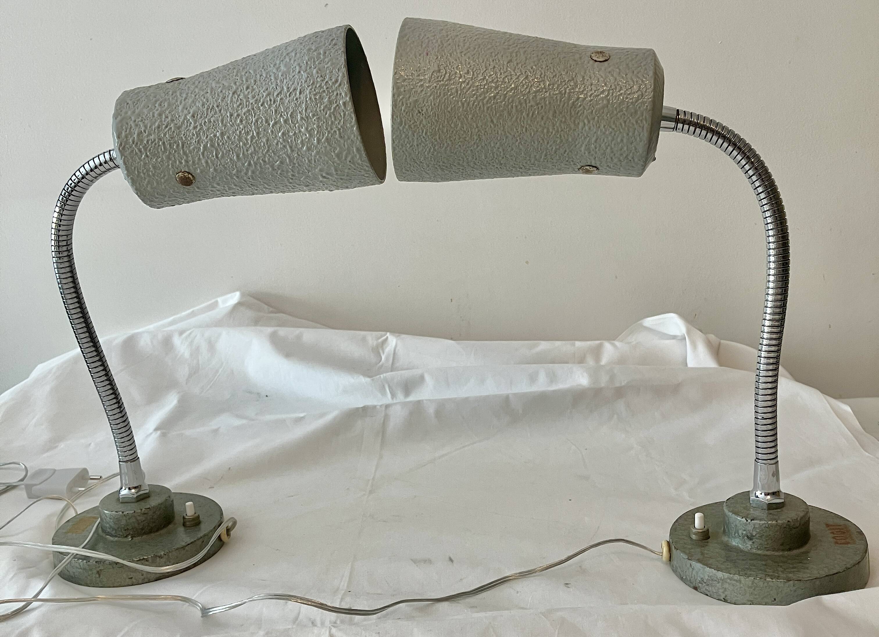 Pair of cogit workshop lamps