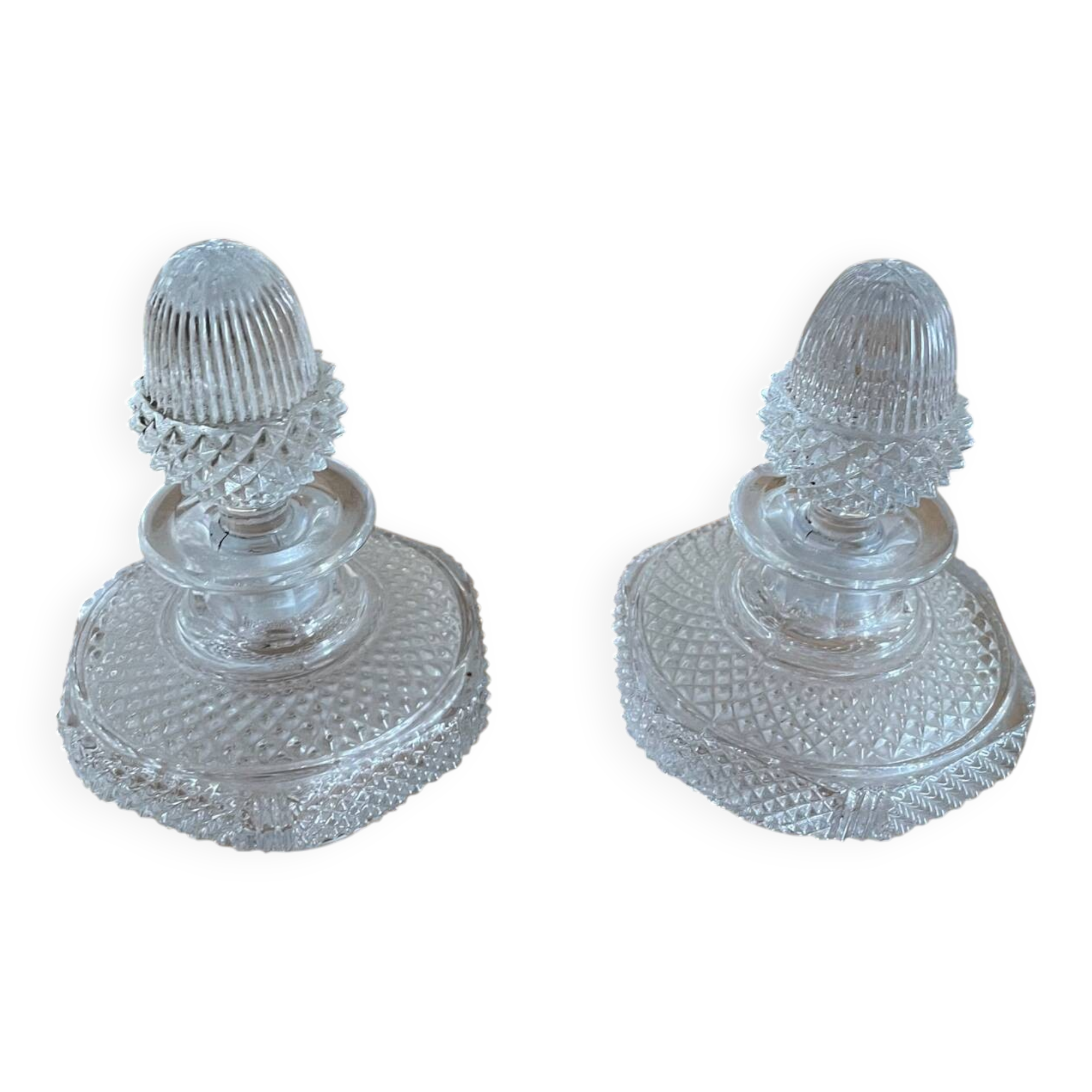 Pair of 19th-century Saint Louis perfume bottles