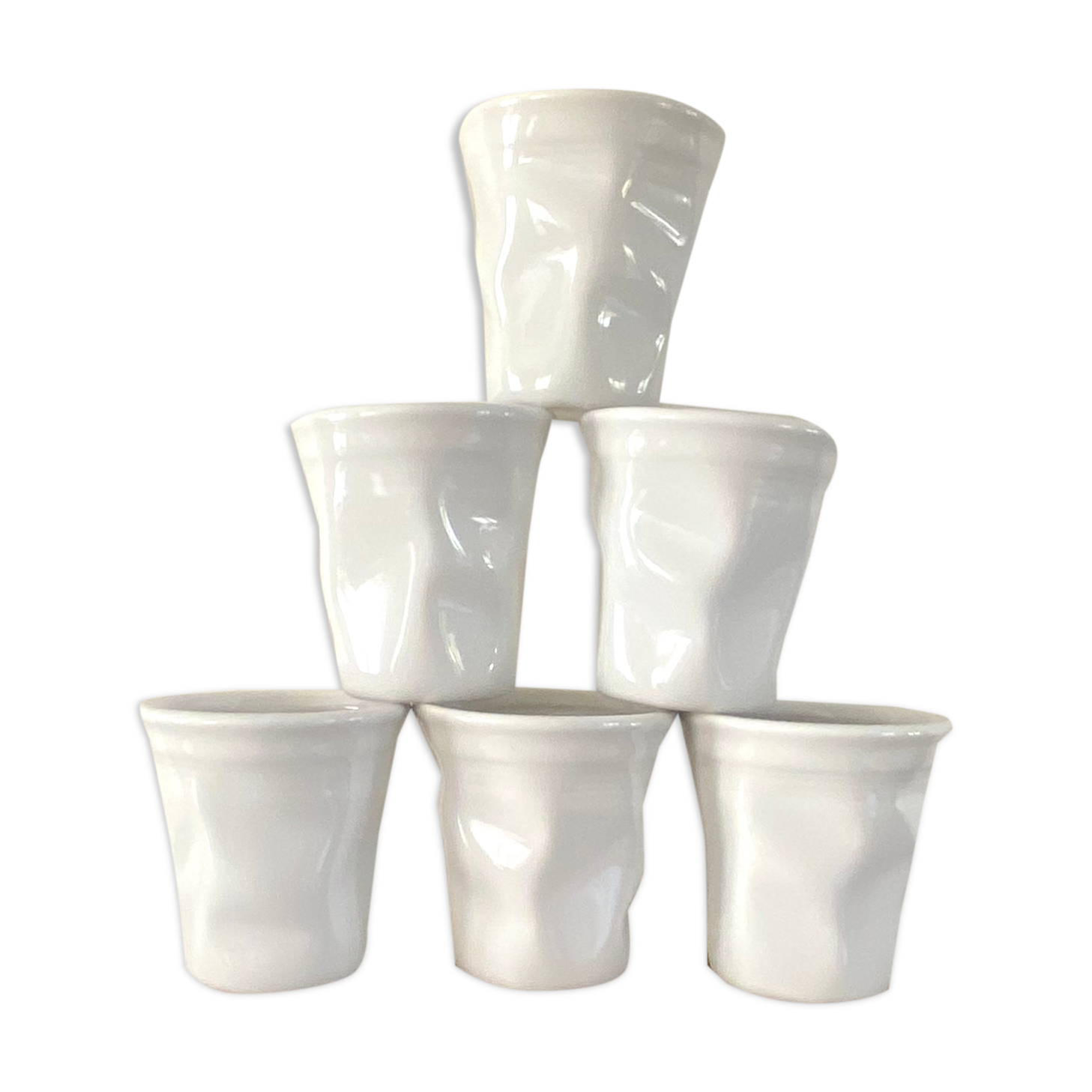 Six cups, glazed terracotta